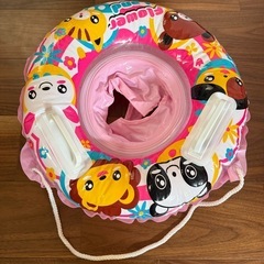 動物キャラクター 浮き輪 足入れあり ピンク 取手あり子供用