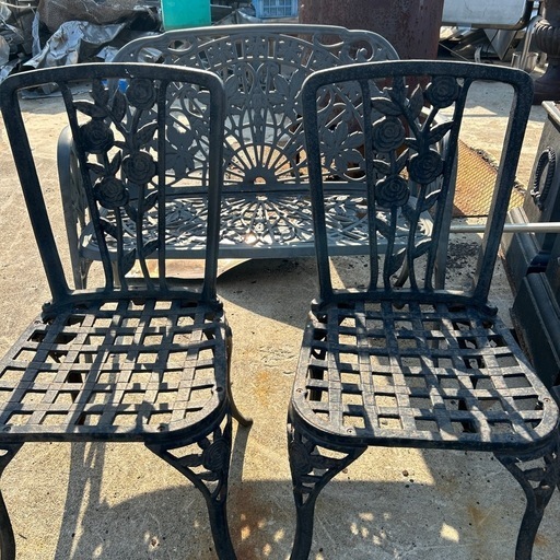 アルミ製スチール製椅子3点セット