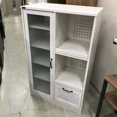 ★ジモティ割引あり★ レンジ台 食器棚 ホワイト/木目調 W(幅...