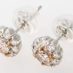 Pt900/K18PG ピンクダイヤモンド・ダイヤモンド ピアス 品番d23-264の画像