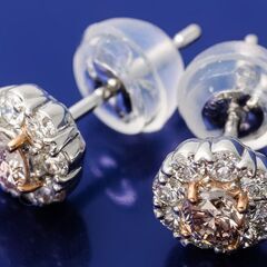 Pt900/K18PG ピンクダイヤモンド・ダイヤモンド ピアス 品番d23-264の画像