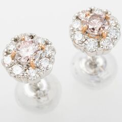 Pt900/K18PG ピンクダイヤモンド・ダイヤモンド ピアス 品番d23-264の画像