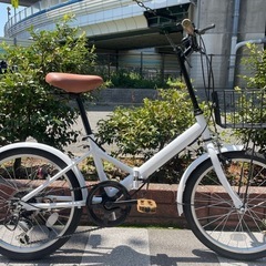 🔵中古車🔵 折畳自転車　SHIMANO/外装6段変速　かご付き　...
