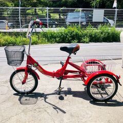 【❗️✨三輪自転車 ✨❗️】現状渡し レッドカラー 前カゴ＆後ろ...