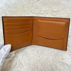 新品　本革 牛革　二つ折り財布 メンズ 高級 ビジネス財布 箱付き ミニウォレット ブラックの画像