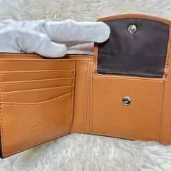 新品　本革 牛革　二つ折り財布 メンズ 高級 ビジネス財布 箱付き ミニウォレット ブラックの画像