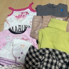 子ども服 おまとめ 大量 女の子服 ガール 80~100くらい 冬服 夏服 Tシャツ パーカー ニット ワンピース チュニック スカート等 29着の画像