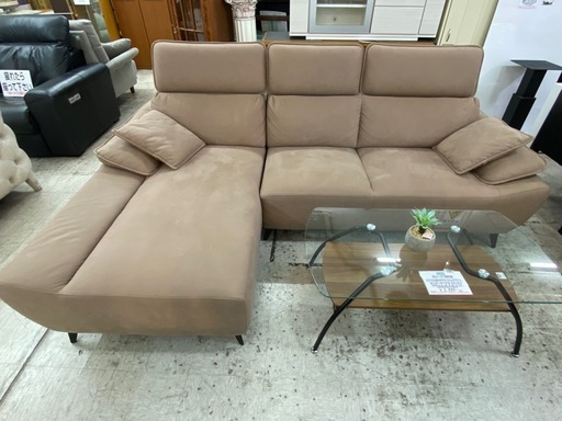 【愛品館 江戸川店 】ファブリックレザー3P カウチソファ e-casa（イー・カーサ）