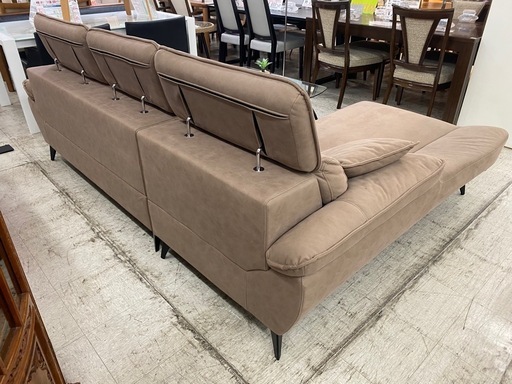 【愛品館 江戸川店 】ファブリックレザー3P カウチソファ e-casa（イー・カーサ）
