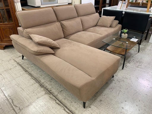 【愛品館 江戸川店 】ファブリックレザー3P カウチソファ e-casa（イー・カーサ）