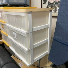 ウッドトップチェスト　No.2833　アイリスオーヤマ　3段収納　ワイドチェスト　収納ケース　【リサイクルショップどりーむ荒田店】の画像