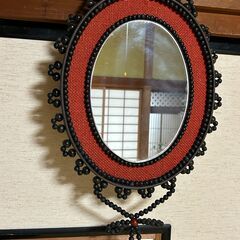 昭和　レトロ　鏡　壁掛け　ジャラジャラ　アンティーク　ジャンク