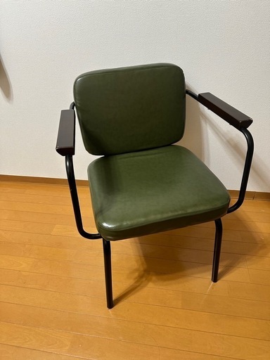 【傷あり】インダストリアル風チェア　WOOD IRON LATHER CHAIR