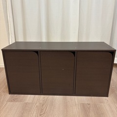 棚　扉付き3段（ミドルブラウン）
