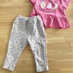 ピンクトップスとボトムス（3点）セット 80