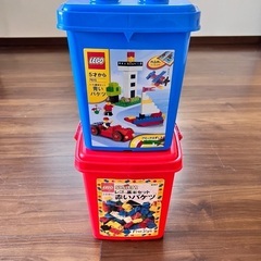 箱のみ　レゴ　LEGO お片付けボックス　レゴボックス　片付けボックス　赤と青ののバケツの画像