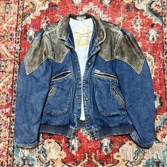 GUESS USA製 デニム×レザー切替ジャケットヴィンテージ8...