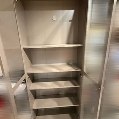 IKEA  ビリー 本棚 ガラス扉付き グレー メタリック調