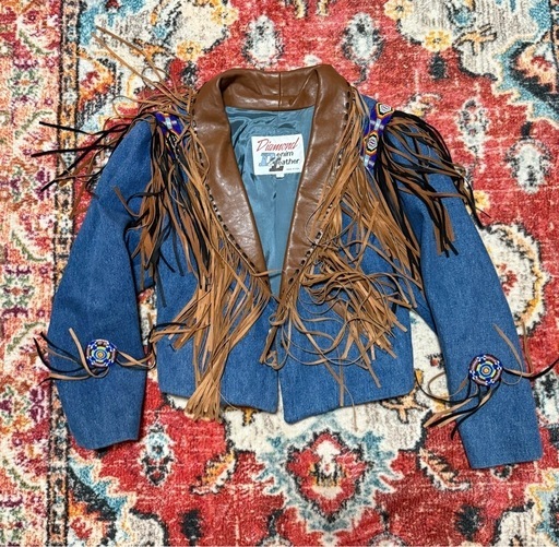 80s ヴィンテージ USA製 Diamond Denim & Leather