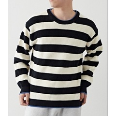 お値下げ　新品タグ付き　定価6,050円　チャオパニック【ユニセックス】ライン配色畦編みクルーネックニットの画像