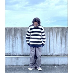 お値下げ　新品タグ付き　定価6,050円　チャオパニック【ユニセックス】ライン配色畦編みクルーネックニットの画像