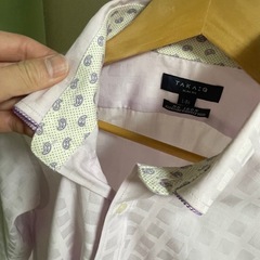 ほぼ新品　TAKA:Q カジュアルドレスシャツ　ピンク　の画像