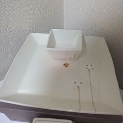 未使用　遊花　萬宝窯　萬古焼　四角大皿１枚　小鉢４個セット　明治記念館お土産品の画像