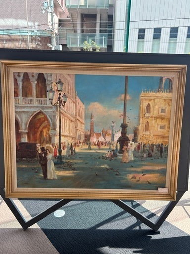 大型絵画　ホテル装飾品　「広場の婦人と紳士（仮）」