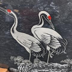 鶴 大理石 置物の画像