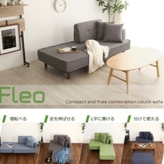 一点のみ/2人用,カウチソファ,ソファベットセット/グリーンの画像