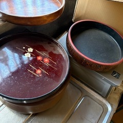 昭和レトロ　お盆、茶櫃の画像