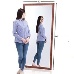 全身姿見/大型鏡/木製スタンドミラー 90cm x 180cmの画像