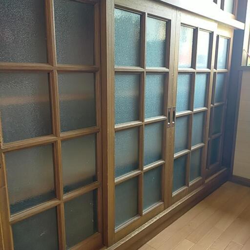 昭和レトロ　引き戸　ドア　扉　窓 木製ガラス入りドア 8枚 建具 木製 ガラス 昭和 昭和レトロ 引き戸