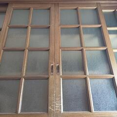 木製ガラス入りドア 8枚　建具　木製　ガラス　昭和　昭和レトロ　引き戸の画像