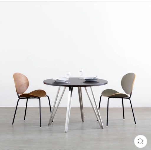 KANADEMONO　THE CAFE TABLE / 天然木シリーズ　Stainless トライアングル 4pin × ラウンド φ