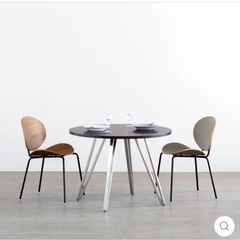 KANADEMONO　THE CAFE TABLE / 天然木シリーズ　Stainless トライアングル 4pin × ラウンド φ81 - 100の画像