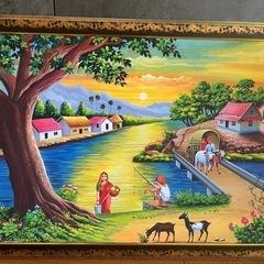 インド風景画　コピー　フレームつき　