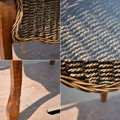 ≪zyt2096ジ≫ リゾート家具 猫脚サイドテーブル ガラス天板 エスニック/アバカ素材/コレクションケース/アジアン家具/バリ/スクエア/中古家具/宮城県仙台市 70412-08 の画像