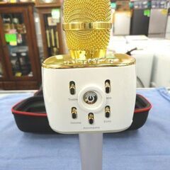 ワイヤレスマイク ゴールド Bluetooth搭載 カラオケマイク スピーカー ポータブル 西岡店の画像