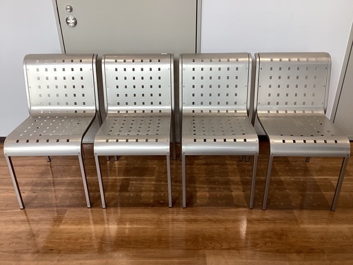 ステンレスチェア４脚セット【町田市再生家具】250340
