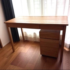 無印良品MUJI 学習机　キャビネット　引き出し　キャスター付き　オーク材の画像