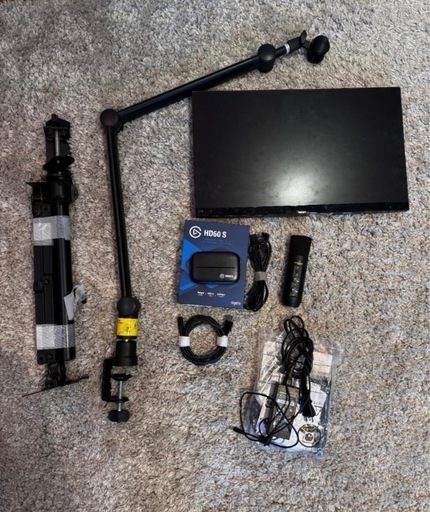 PCモニター、マイク、ゲームキャプチャ、モニターアーム