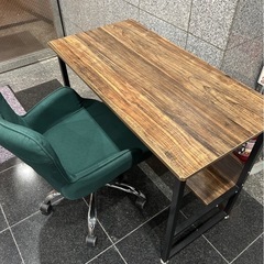 ロウヤ　グリナポ　オフィスチェア　棚付きワークデスク　2セット