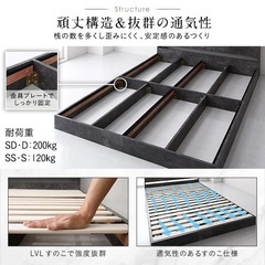 新品未使用 未開封 Famite LED照明 棚付き ローベッド シングル ベッド フレームの画像