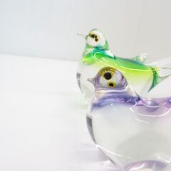 ■ガラス製　置物　鳥　ペア　クリスタル　2点セット　訳ありの画像