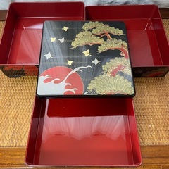 【新品未使用】三重箱　おせち重箱　おせち料理　昭和レトロの画像