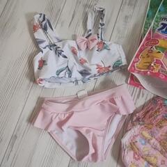 【2点セット】子供水着90　女の子＋　水あそびパンツ未開封3枚＋1枚の画像