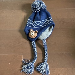 【ハヤシ帽子】ボンボン付きニット帽　サイズ42〜46cm