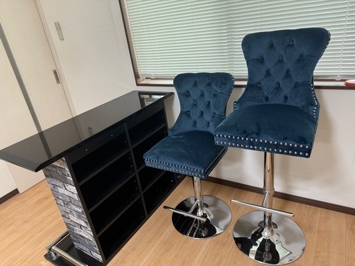 受付カウンター＋カウンターチェア2脚セット【京都市内配達無料・美品】