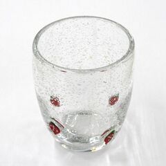 レトロポップ いちご柄 気泡入りガラス グラス ペア 高さ10cm 札幌市 清田区 平岡の画像